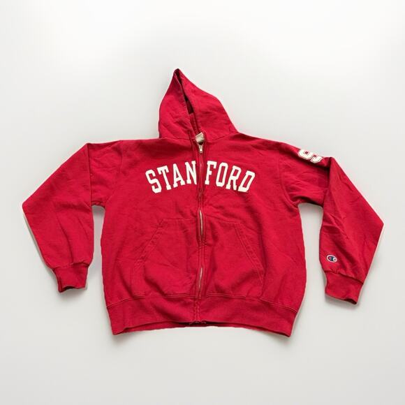 Champion Mens Red NCAA Stanford Stitched Spell Out Full Zip Hooded Sweatshirt M - Picture 1 of 10